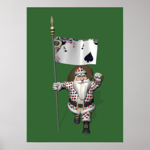 Póster Papai Noel ama jogar o póquer