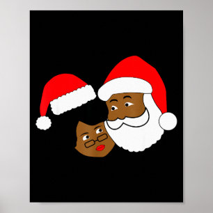 Poster Papai Noel Amoroso Negro E A Sra. Claus Natal Étni