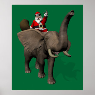 Poster Papai Noel Andando De Elefante