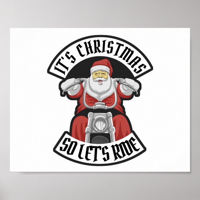 Poster Papai Noel andando de moto (Frente)