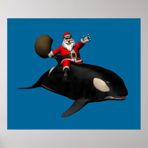Póster Papai Noel Andando Em Orca