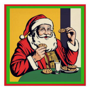 Póster Papai Noel Aproveitando Um Lanche
