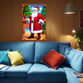 Poster Papai Noel, árvore de Natal e presentes | Arte AI