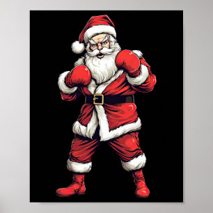 Poster Papai Noel Boxeador Boxe Kickboxing Natal Xmas