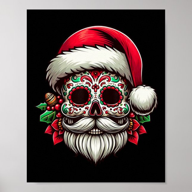 Poster Papai Noel Caveira de Açúcar México Calavera Natal (Frente)