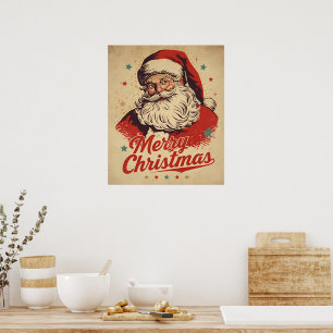 Poster Papai Noel Clássico dos Anos 50 Natal Feliz