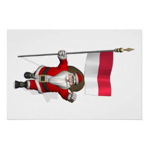 Póster Papai Noel com a bandeira da Indonésia