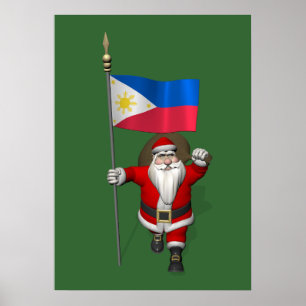 Póster Papai Noel com a bandeira das Filipinas