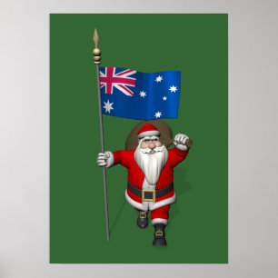 Poster Papai Noel com a bandeira de Austrália