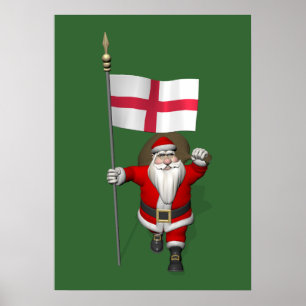 Poster Papai Noel com a bandeira de Inglaterra