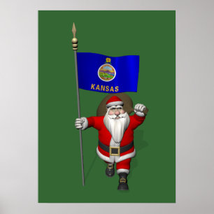 Poster Papai Noel com a bandeira de Kansas