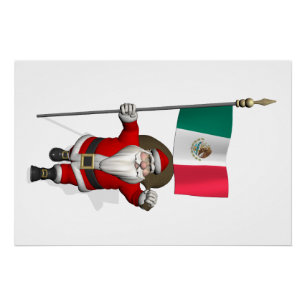 Póster Papai Noel com a bandeira de México