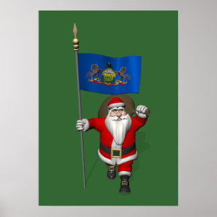 Póster Papai Noel com a bandeira de Pensilvânia