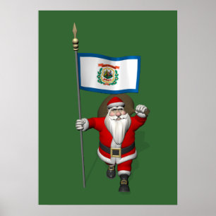 Póster Papai Noel com a bandeira de West Virginia