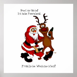 Poster Papai Noel com alce - Feliz Natal