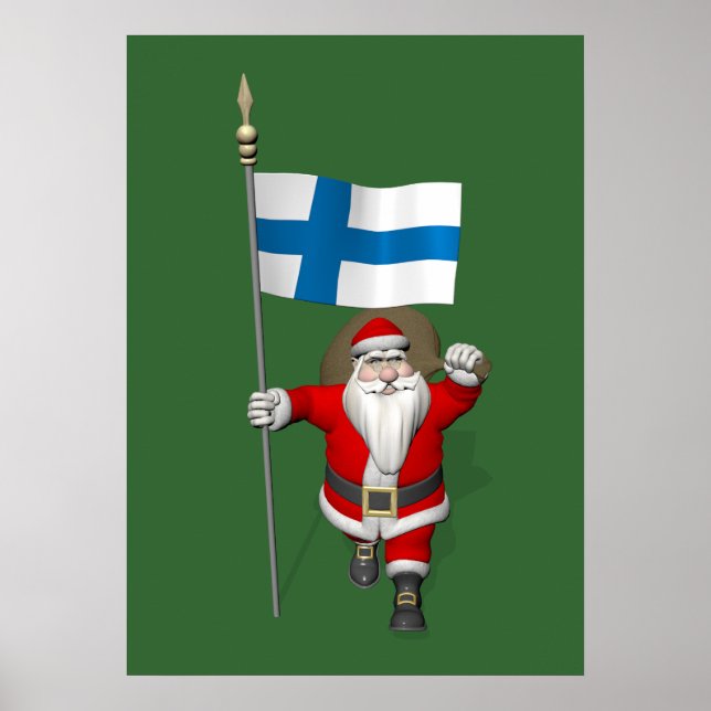 Póster Papai Noel Com Alferes Da Finlândia (Frente)