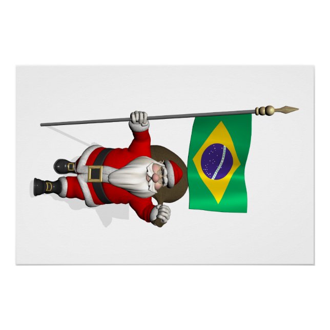 Póster Papai Noel Com Alferes Do Brasil (Frente)