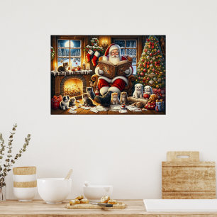 Poster Papai Noel com amigos animais