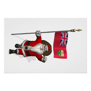 Póster Papai Noel Com Bandeira De Ontário CDN