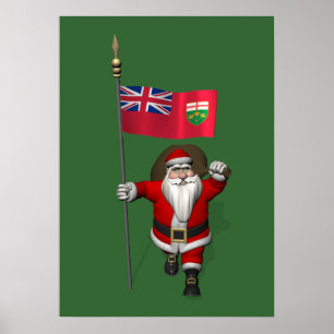 Póster Papai Noel Com Bandeira De Ontário CDN