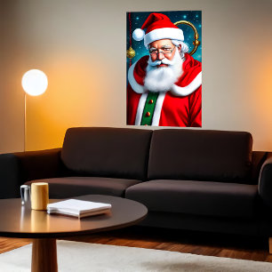 Poster Papai Noel com barba branca e óculos Arte AI