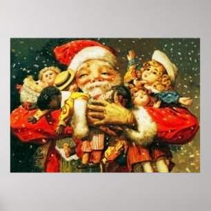 Poster Papai noel com bonecas