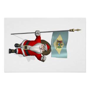 Póster Papai Noel Com Brasão de Delaware