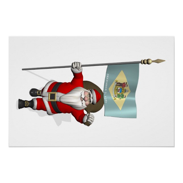 Póster Papai Noel Com Brasão de Delaware (Frente)