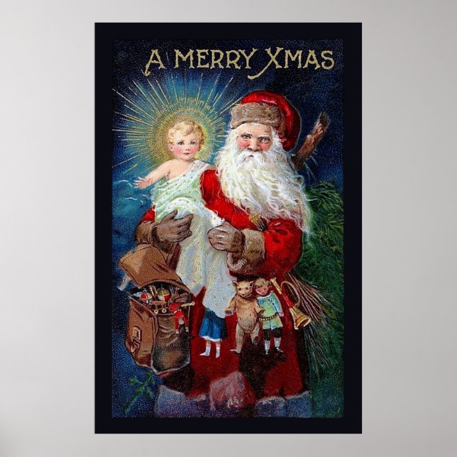 Poster Papai Noel com Criança Cristo (Frente)