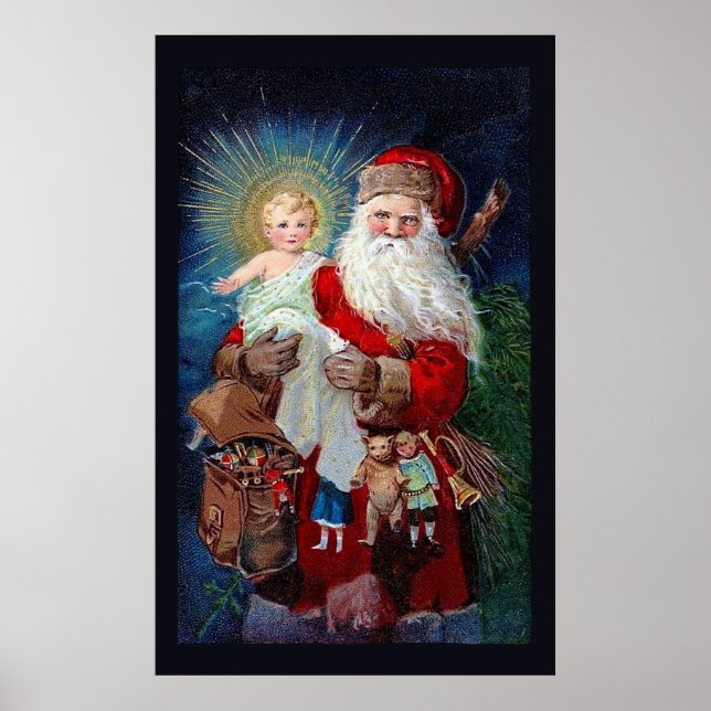 Póster Papai Noel com Criança Cristo (Frente)