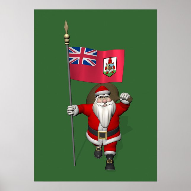 Póster Papai Noel Com Estandarte De Bermudas (Frente)