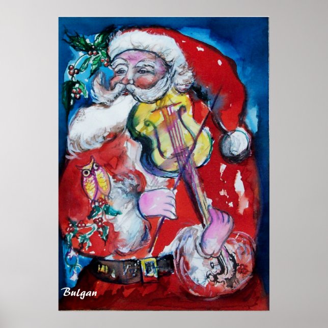 Póster Papai Noel com violino (Frente)