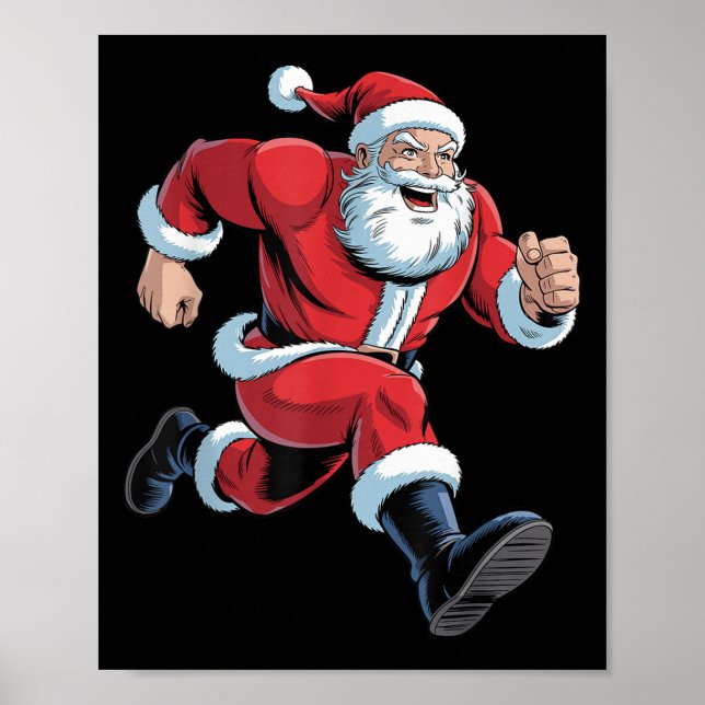Poster Papai Noel Correndo Piada de Natal Corrida Cross C (Frente)