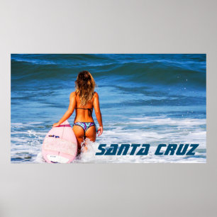Poster Papai noel Cruz California Surfer