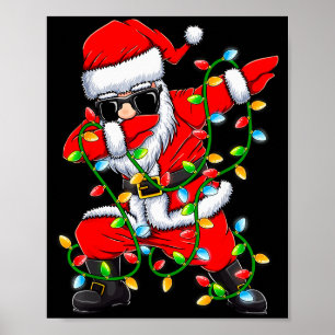 Poster Papai Noel Dabbing Luzes de Natal Meninas Meninos