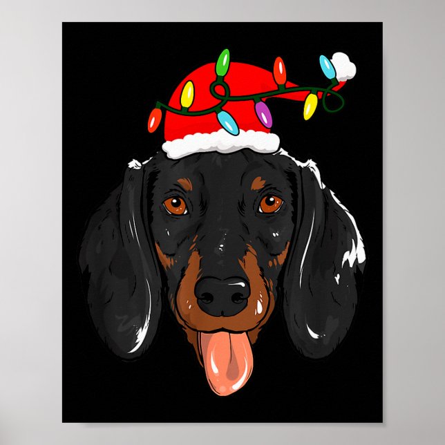 Poster Papai Noel Dachshund Luz Natal  (Frente)