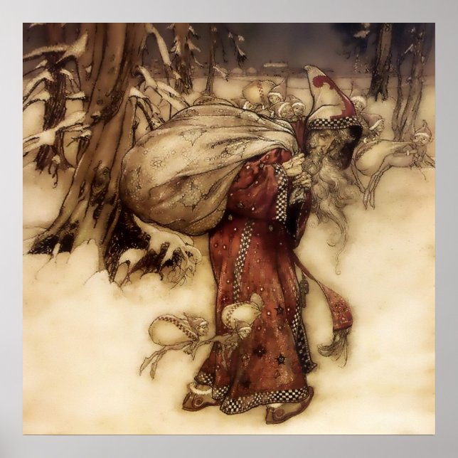 Poster "Papai Noel" de Arthur Rackham (Frente)