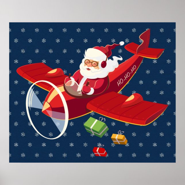 Poster Papai noel de avião voador (Frente)