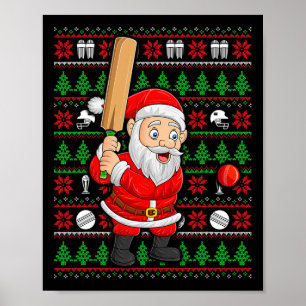 Poster Papai Noel de estilo suéter feio de Natal jogando 