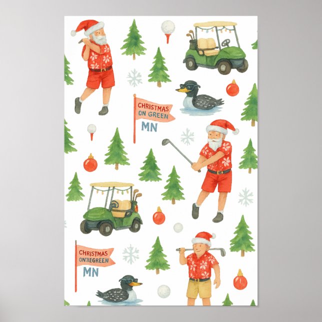 Poster Papai Noel de Golfe Golfe Natal Minnesota  (Frente)