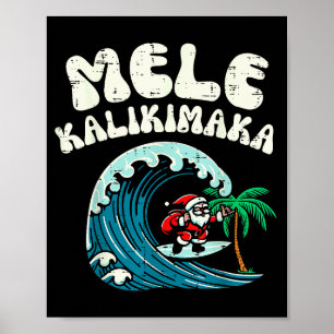 Poster Papai Noel de Surf Natal Mele Kalikimaka Xmas Home