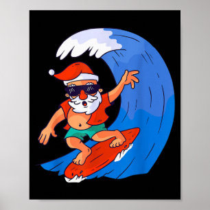 Poster Papai Noel de surfe presente de Natal X-mas