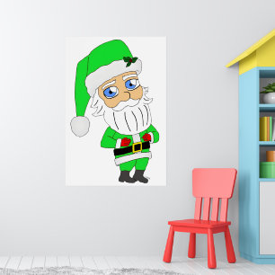 Poster Papai Noel de terno verde chibi