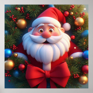 Poster Papai Noel Desenho Animado Natal Festivo