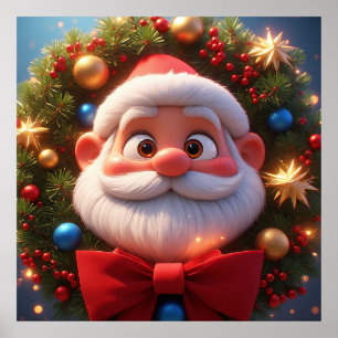 Poster Papai Noel Desenho Animado Natal Festivo