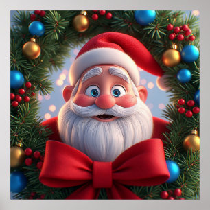 Poster Papai Noel Desenho Animado Natal Festivo