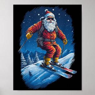 Poster Papai Noel Destruindo As Encostas Papai Noel Esqui