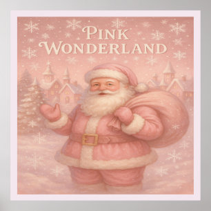 Poster Papai Noel do Encantado Mundo Cor-de-Rosa