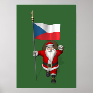 Poster Papai Noel doce com a bandeira da república checa