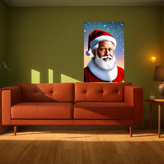 Poster Papai Noel e noite estrelada | Arte AI (Criador carregado)